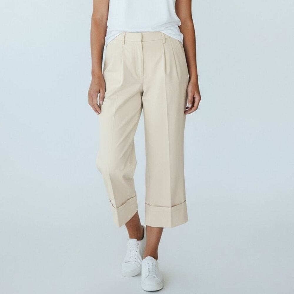 Apostrophe Womens 10 Khaki Cuffed Capri Pants Chino Casual Dress Cropped 32x23